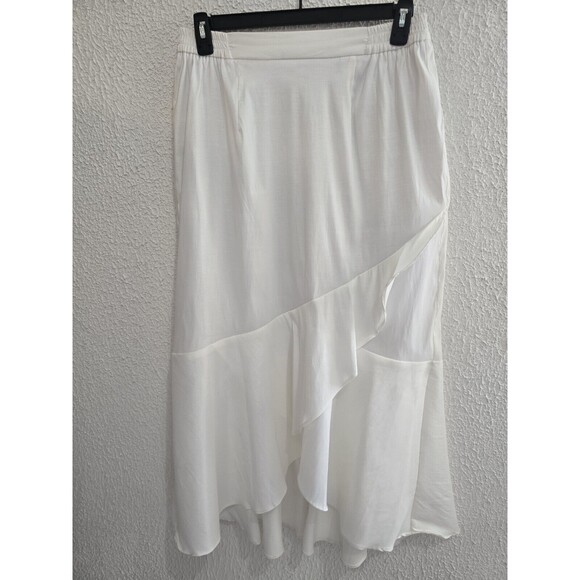 Satin VINTAGE long white Ruffle skirt Size 14W COTTAGECORE Hippie Boho - Picture 5 of 5